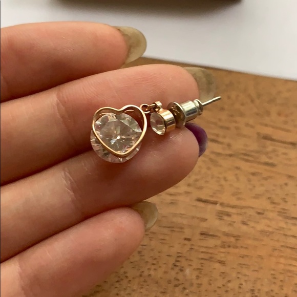 Rose Gold Heart Earrings - Picture 3 of 4